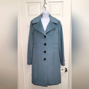 Anne Klein Blue Pea Coat with Wide Lapel Collar Size 8/10 NWT
